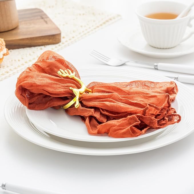 100 Pack Orange Cheesecloth Napkins 21x21 Inches Orange Cloth Napkins Set of 100 Washable Dinner Table Napkins for Wedding Bridal Baby Shower Rustic Boho Cotton Gauze Family Party Table Decor