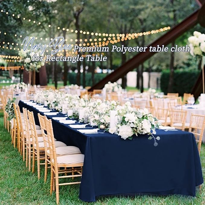 Pesonlook 10Pack Navy Blue Polyester Tablecloths, 60 x 102 Inch for 6ft Rectangle Tables Polyester Table Cover Washable Table Cloth for Wedding Reception Banquet Party