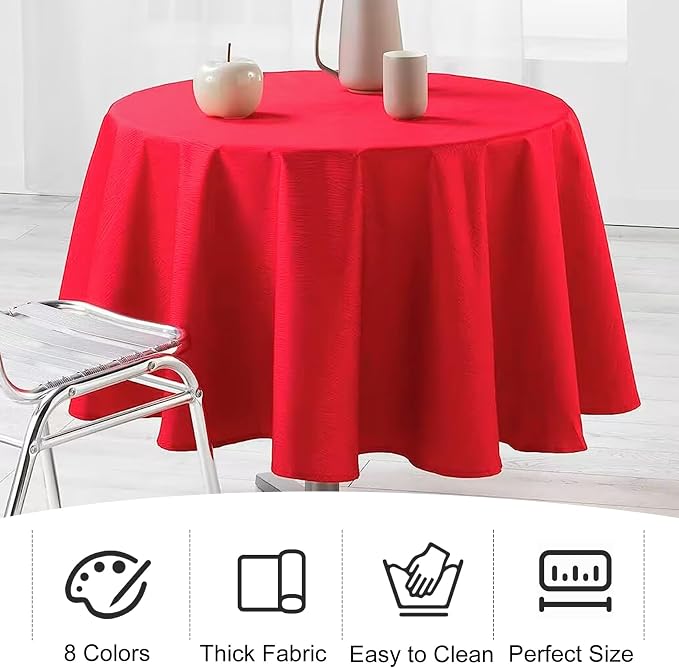4 Pack Round Tablecloth 70 Inch Polyester Washable Decorative Fabric Table Covers for Wedding Dining Table Buffet Parties Banquet Decoration（Red）
