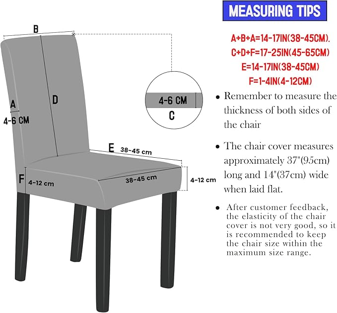 Qubjus Dining Chair Covers, Solid Pu Leather Waterproof Oilproof Stretch Dining Chair Protector Cover Slipcover (Blue, 4 Pack)