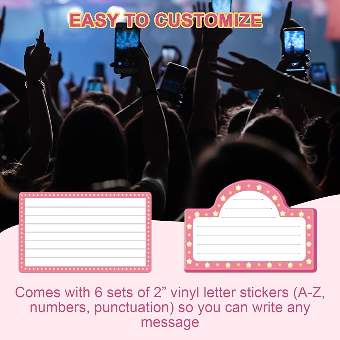 Feifeiya 6 Pack Wedding Bottle Service Sign with Letters Sticker Entrance Props Bridal Party Nightclub Bottle Service Sign with Letters for Nightclub Clubs Weddings Parties (Classic,Pink)