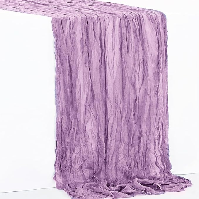 1 Pack Lilac Cheesecloth Table Runner 35x120 Inch 10Ft Rustic Gauze Cheese Cloth Table Runner Sheer Cheesecloth Table Runners for Wedding Party Bridal Shower Decoration