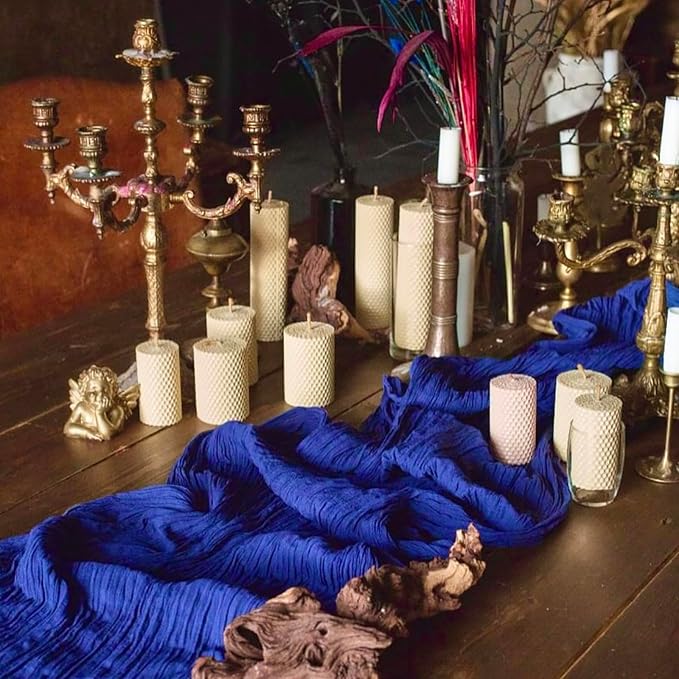 12Pack Royal Blue Table Runner 10Ft Cheesecloth Table Runner Boho Gauze Table Runners Long Cheese Cloth Table Runners for Wedding Party Bridal Shower Thanksgiving Christmas