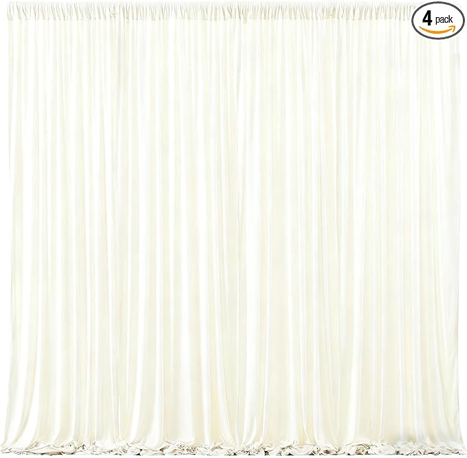 Beige Backdrop Curtains-Wrinkle-Free Polyester Photography Drapes Party Curtain Background for Baby Shower Wedding Decorations- 16 X10FT (Beige)