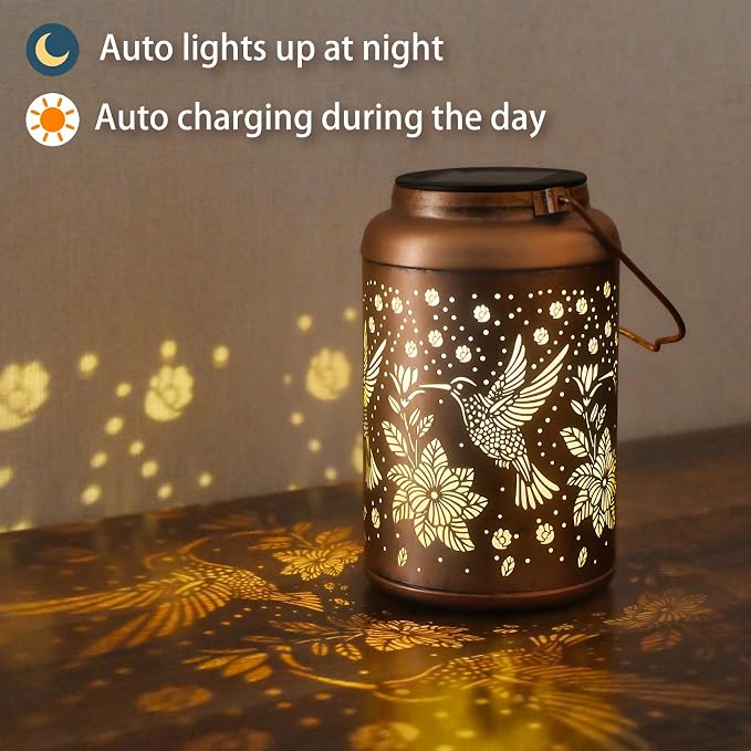 Birthday Gifts for Women Mom Grandma, Mothers Day Gifts, 2 Pack Hummingbird Solar Lights Outdoor Waterproof, Decoration Outside for Outdoor, Yard, Garden Decor Solar Lantern