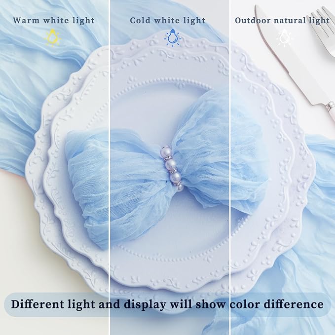 Baby Blue 100 Pack Cheesecloth Napkins Washable 21x21 Inches Baby Blue Cloth Napkins Set of 100 Bridal Baby Shower Dinner Table Napkins for Wedding Rustic Boho Cotton Gauze Summer Party Table Decor