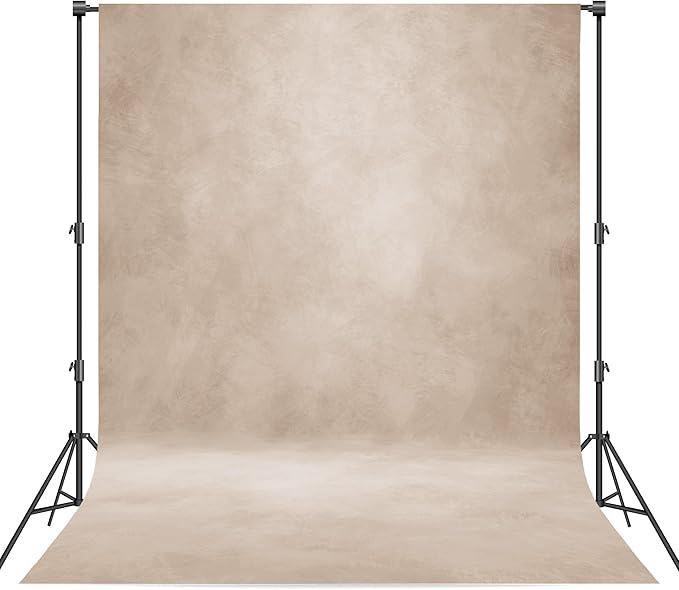 Abstract Professional Photography Backdrop for Portrait Photo Props Booth Background Photoshoot Studio with Polyester Fabric Roller Pocket on Top (8x12ft, Beige,No Stand)