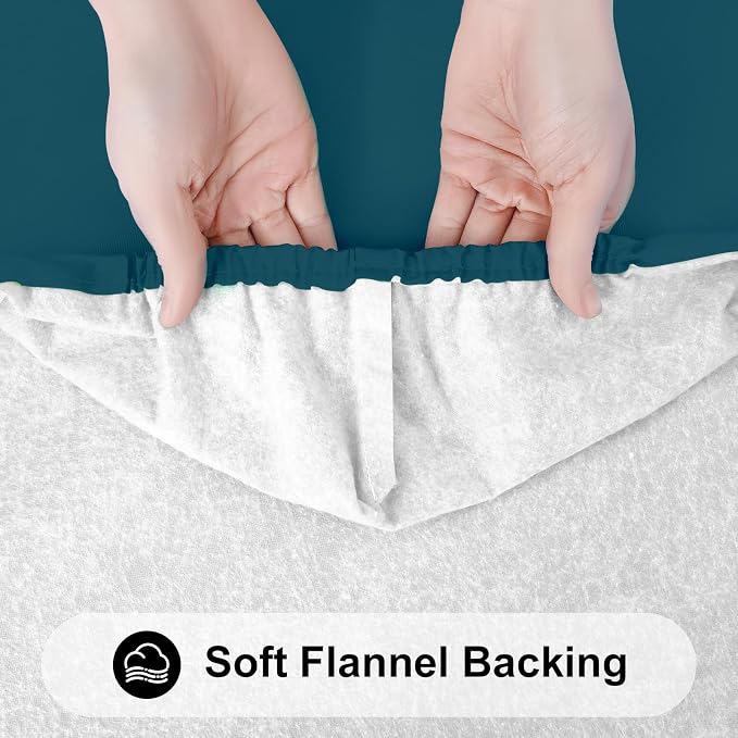 Smiry 3 Pack Rectangle Table Cloth, Elastic Fitted Flannel Backed Vinyl Tablecloths for 6ft Folding Tables, Waterproof Wipeable Table Covers for Outdoor, Camping and Picnic (Peacock Blue, 30"x72")
