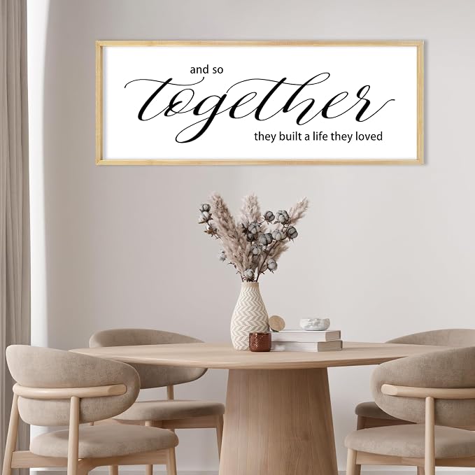 Couples Quote Sign And So Together They Built a Life They Loved Wall Art | Farmhouse, 40x15 Inch Rustic Large Natural Wood Frame, Above Bed Decor for Master Bedroom, Wedding Idea, Ready to Hang