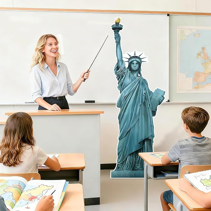 6 Ft Statue of Liberty Cardboard Cutout 250th Anniversary Decoration Cutout Life-Size Patriotic New York City Themed Photo Booth Prop for Patriot Day Veterans Labor Day Party Decoration
