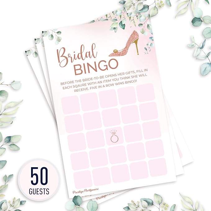 Bridal Shower Games (50 Guests / 2 Games) - Bridal Bingo & Emoji Game Set for Wedding Showers