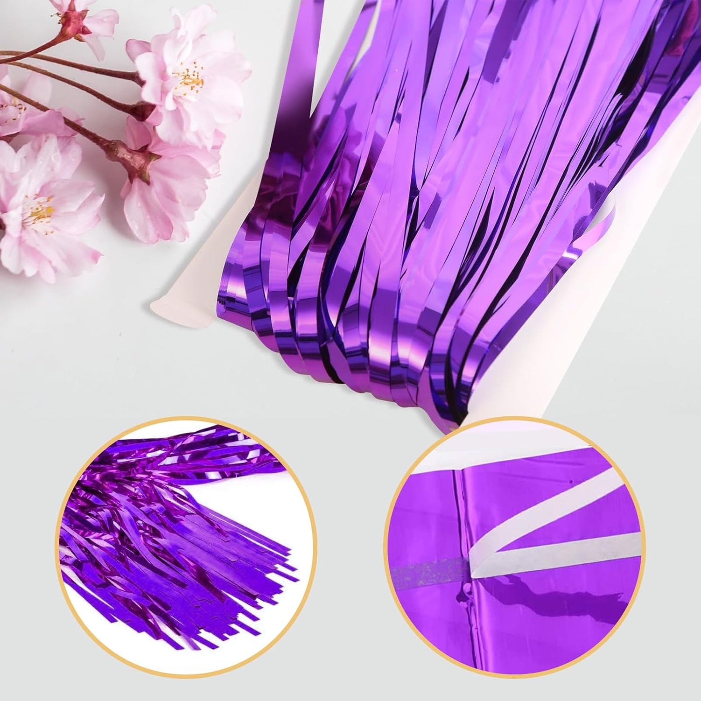 10 Pack Purple Backdrop Curtain 3.2ft x 8.2ft Metallic Tinsel Foil Fringe Curtains Photo Booth Background for Birthday Party Decoration Baby Shower Engagement Wedding Christmas Decoration (Purple)