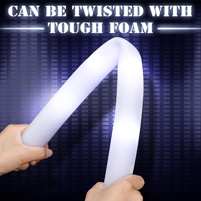 Yinder 80 Pcs LED Glow Sticks, 18.9 Inches Light up Batons with 3 Modes Flashing Light up Stick for Adult Concert Stage Wedding Raves Carnival Halloween Birthday Party (White)
