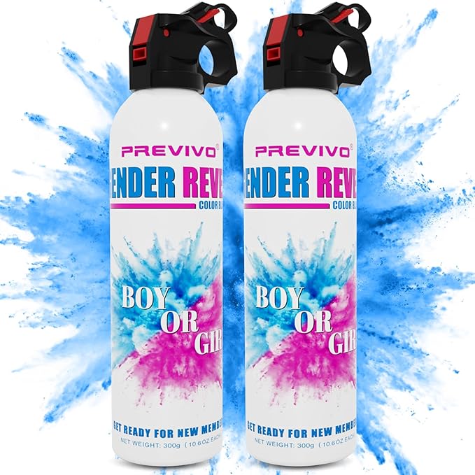 Previvo Large Gender Reveal Spray - 2 Pcs Colorful Smoke Bombs - 100% Biodegradable Powder Blasters for Gender Reveal Party Decorations - Baby Gender Reveal Fire Extinguisher Set(Blue)