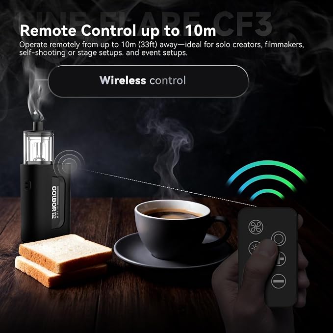 COLBOR CF3 Fog Machine 30W Portable Fog Machine Mini Fogger for Photography with 60° Tilt-Protection for Outdoor Party Cosplay Halloween Rechargeable Smoke Machine Fog