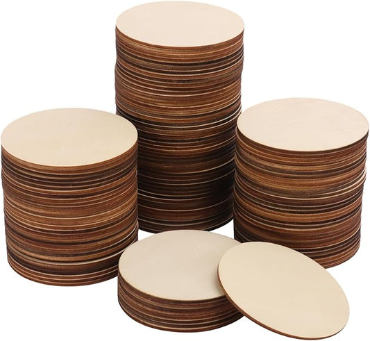 300 PCS 3 Inch Wood Circles, Thickness 3 mm Unfinished Wood Circles, Plywood Circles, Craft Unfinished Wood Discs for DIY Crafts, Door Hanger, Painting, Versatile Round Wood Pieces by GNIEMCKIN