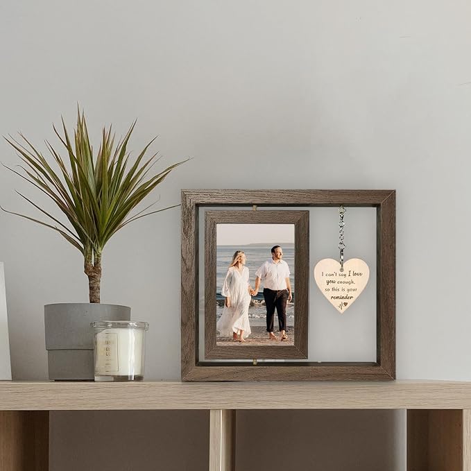 EYITUPC I Can't Say I Love You Enough - So This is Your Reminder Rotating Picture Frame, Sentimental I Love You Reminder Gifts for Girlfriend Boyfriend Her Him (Display 2 4x6)