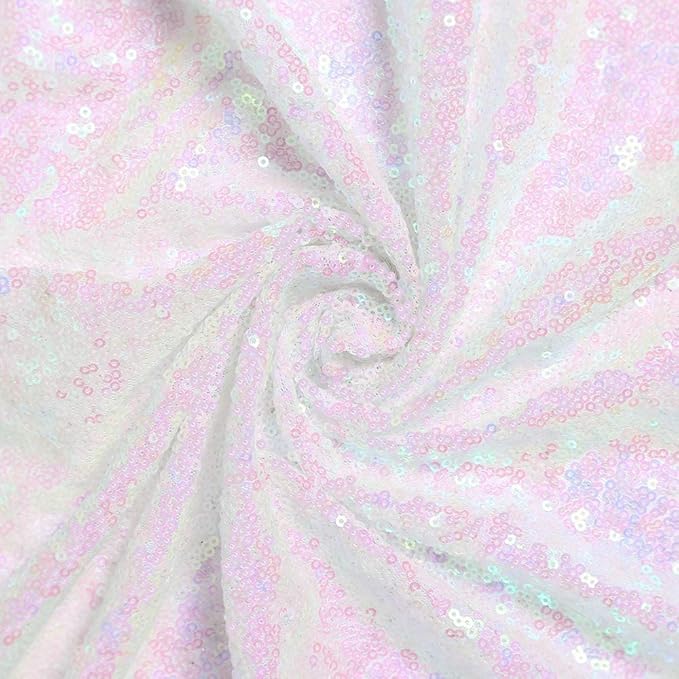 JYFLZQ Iridescent White Sequin Table Runner 12" x 108" Sparkly White Metallic Table Runner Glitter Sequin Runner for Table Birthday Party Event Decorations