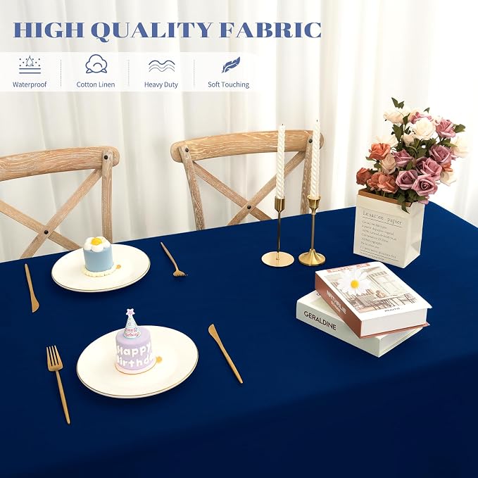 6 Pack Tablecloth 60 x 102 inch Polyester Table Cloth for 6 Foot Rectangle Tables,Stain and Wrinkle Resistant Washable Fabric Table Covers Polyester Navy Blue Table Clothes for Wedding,Party,Banquet