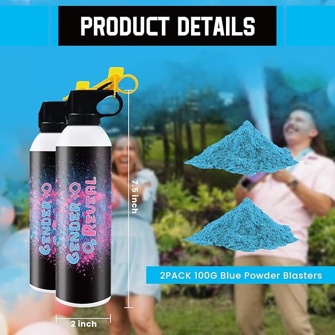 Colorful Corn Power Spray Gender Reveal Smoke Powder Spray Gender Reveal Smoke Bombs Color 2 Blue 2pack 100g/each Smoke Bombs Powder Blaster for Baby Reveal Ideas