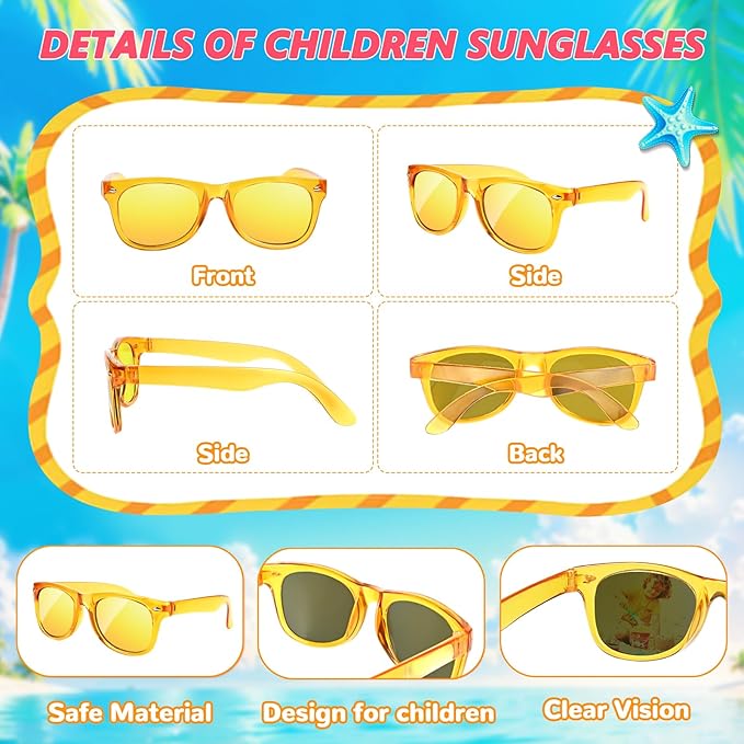 Party Favors Kids Sunglasses Bulk - 16 Packs Neon Sunglasses for Kid Age 3-8, UV400 Protection Party Sunglasses Goodie Bags Stuffers for kids Birthday Party Supply, End of the Year Gifts For Students