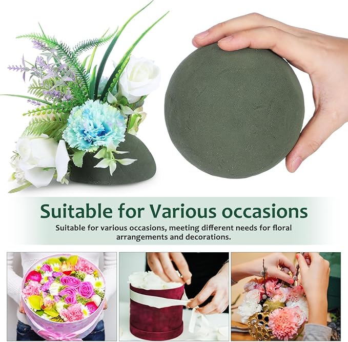DOITOOL 2 Pcs Round Floral Foam Balls, 4.7'' Dry & Wet Flower Foam Spheres for Floral Arrangements Bouquets DIY Crafts Wedding Birthday Party Florist Decoration