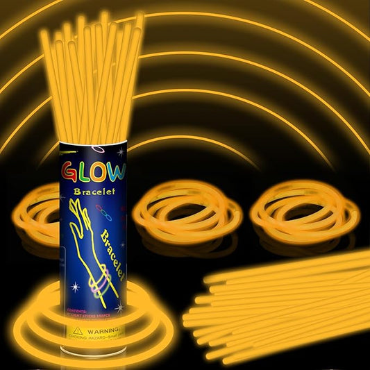 150 Pack 8” Orange Glow Sticks Bulk with 150 Connectors Neon Glow In The Dark Party favors Supplies for Holiday Birthday Party Decoration (Orange)