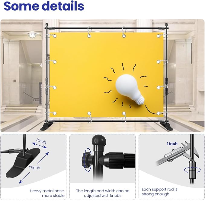 Jiang&Rong 10x8ft Photo Backdrop Stand Kit - Adjustable Banner Stand with Step and Repeat Frame for Professional Photography, Trade Shows, Events