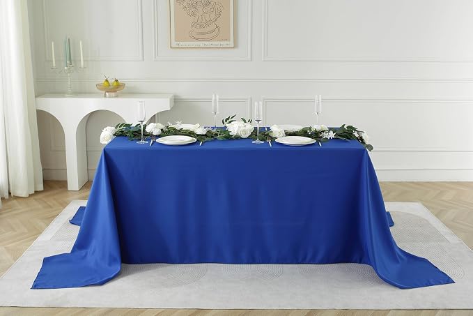 5 Pack Rectangle Tablecloth, 90 x 156 Inch Royal Blue, 8ft Washable Polyester Tablecloth for Home, Party, Wedding or Restaurant