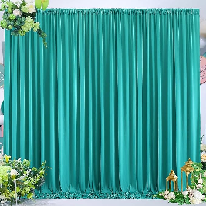40ftx10ft Wrinkle Free Turquoise Backdrop Curtains for Parties, Thick Polyester Teal Photo Backdrop Drape 8 Panels for Wedding Birthday Photography Background Backdrop Stand