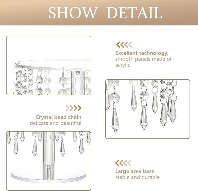 Cake Stands for Party, Clear Acrylic Cake Stand for Dessert Table, 12.2in Round Crystal Cake and Cupcake Stand for Wedding Birthday Party Event Decorations