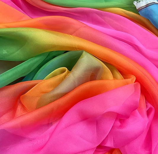 YYCRAFT Chiffon Fabric by The Yard 59" Wide 5 Yards, Rainbow