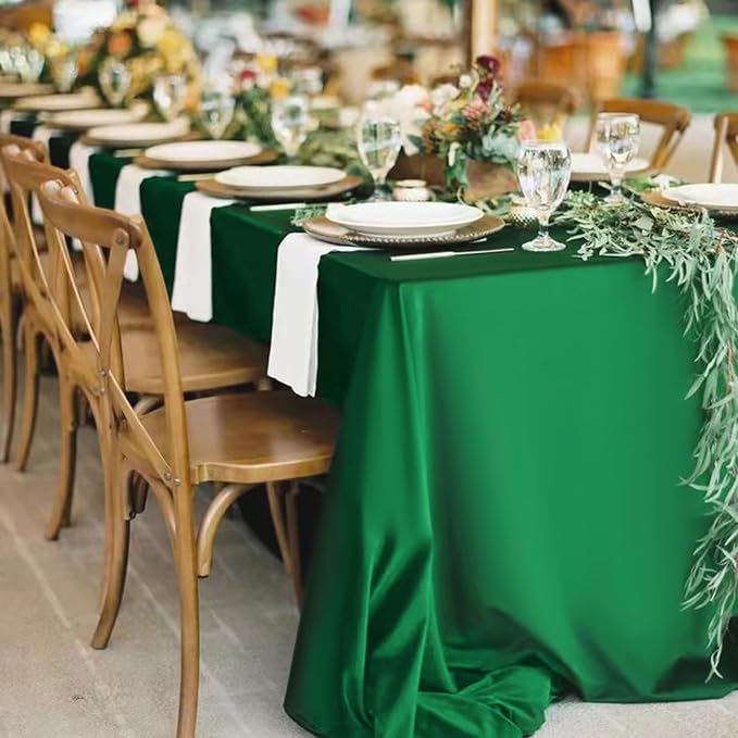 12 Pack Green Tablecloths for Rectangle Tables 60 x 126 Inch Polyester Tablecloth 8 Foot Rectangle Table Cloth Wrinkle Resistant Washable Fabric Table Cover for Party Wedding Banquet Events