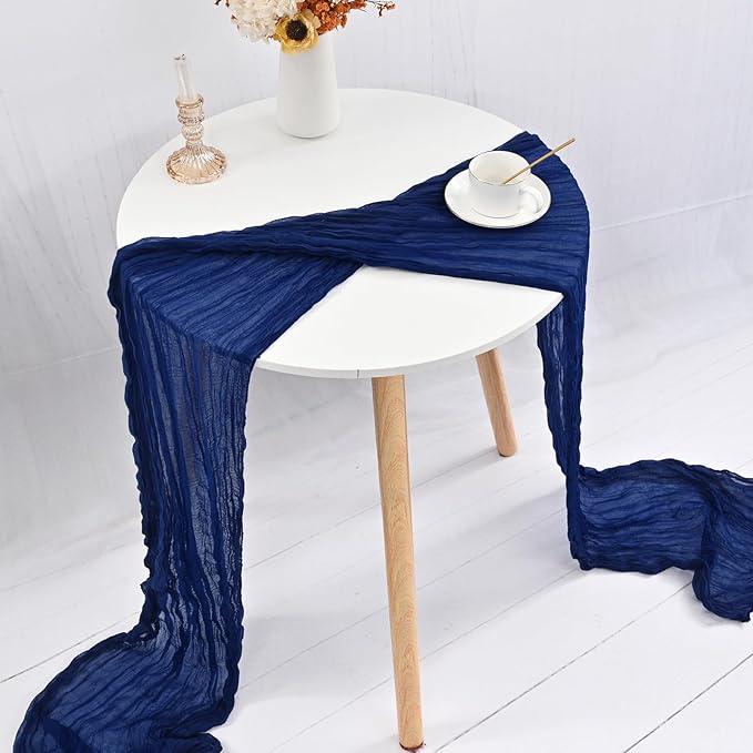 24 Pack Royal Blue Cheesecloth Table Runner,10FT Gauze Boho Long Cheesecloth Table Runners 20x120inch Rustic Cheese Cloth Table Runner for Wedding Party Bridal Shower,Table Decorations