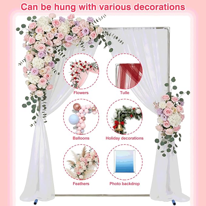 HOME RIGHT Arch Backdrop Stand,7x4 FT Metal Wedding Square Backdrop Stands for Ceremony Square Stainless Steel Backdrop Stand for Parties,Wedding,Birthday,Anniversary,Baby Shower,Garden Decoratip