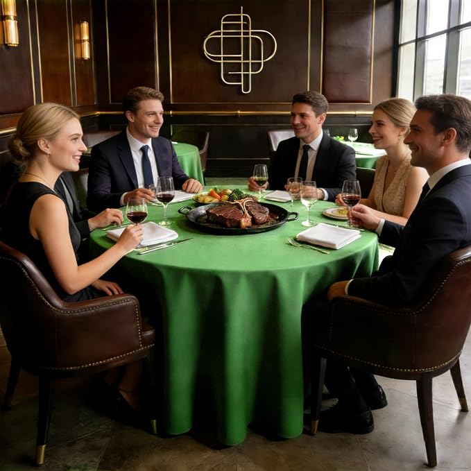 10 Pack Green Round Tablecloth 90 Inch Round Table Cloth Wrinkle Resistant Green Table Cloth Washable and Reusable Polyester Fabric Table Covers for Banquet Wedding Party Dining Buffet