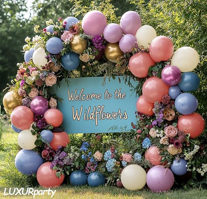 Pastel Balloon Garland Kit Rose Gold Purple Chrome Metallic Dusty Pink Rose Blue Macaron Yellow Balloon Arch Kit for Birthday Baby Shower Garden Party Wedding Wild Flower Picnic Decoration