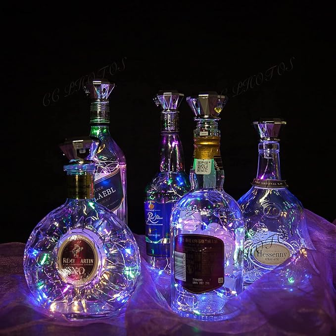 Upgraded 12 Pack Diamond Solar Wine Bottle Lights, 20 LEDs Waterproof Copper Light, Bottle Light Fairy Cork String Lights for Yard Patio Decor, DIY Birthday Gift for Mom Grandma Friend(MultiColor)