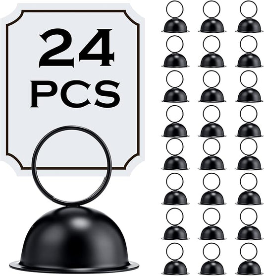 MorningRo 24 Pcs Wedding Table Place Card Holders Metal Table Number Holders Stand Sign Tabletop Menu Stands Sign for Wedding Christmas Restaurant Banquet(Black)