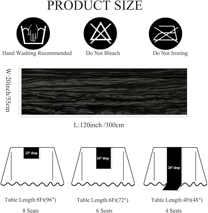 6Pack Black Cheesecloth Table Runner 10Ft Gauze Table Runner Black Cheese Cloth Table Runners Long Sheer Fabric Tablerunners for Wedding Party Bridal Shower Thanksgiving Christmas