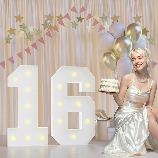 16th Birthday Decorations Marquee Numbers, 2.3FT Large Light up Number 16 for Birthday Decorations, Number 16 Light up Numbers for Party Anniversary Decor Sign