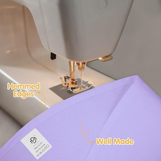 BRILLMAX 6 Pack Lavender Round Tablecloths 90 Inch for 60” Tables - 150 GSM Polyester Fabric, 15" Standard Drop, Water, Stain & Wrinkle Resistant Cloth Cover for Wedding Reception Banquet Dining