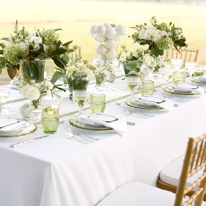 fani 8 Packs White Rectangle Tablecloth - 60 x 126 Inch, Premium Polyester Table Cloth for 6 Foot Rectangle Tables, Washable Fabric Table Covers for Wedding, Party, Banquet, Dining