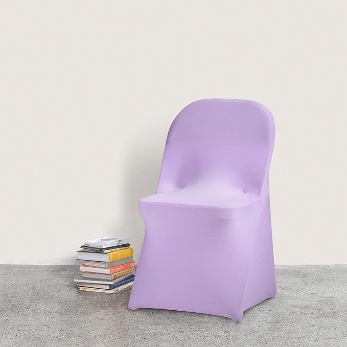 Peomeise Stretch Spandex Folding Chair Cover for Wedding Party Dining Banquet Event (Lavender,25pcs)