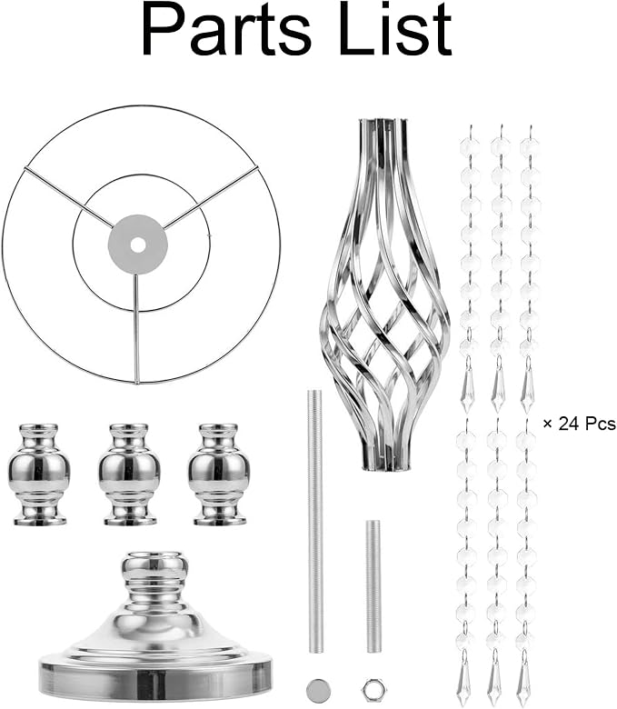 Sliver Vases Centerpieces for Table: 21.7" Tall Flower Stand with Crystal Patent for Wedding Center Piece Party Event Set of 2