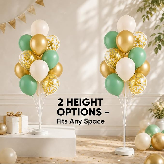 Balloon Column Stand Kit with Balloons, Base and Pole, Balloon Column Kit for Floor or Table Backdrop Decoration for Party Wedding Baby Shower Birthday Graduation (T-Sage Green Gold)
