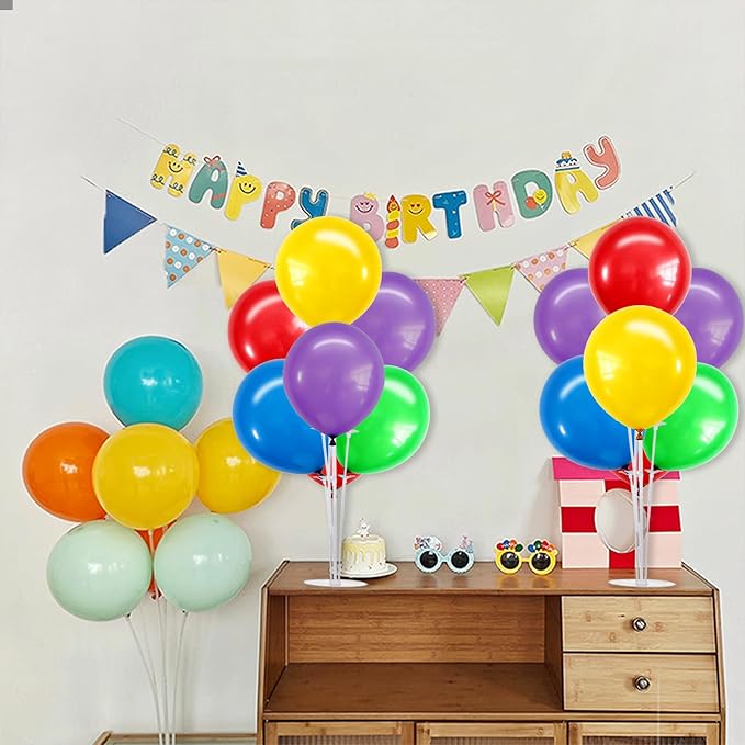 TONIFUL 4 Set Colorful Centerpieces for Table,Balloon Stand Kit for Kid Party Decor,Birthday Decorations Anniversary Baby Shower Fiesta Mexican Party