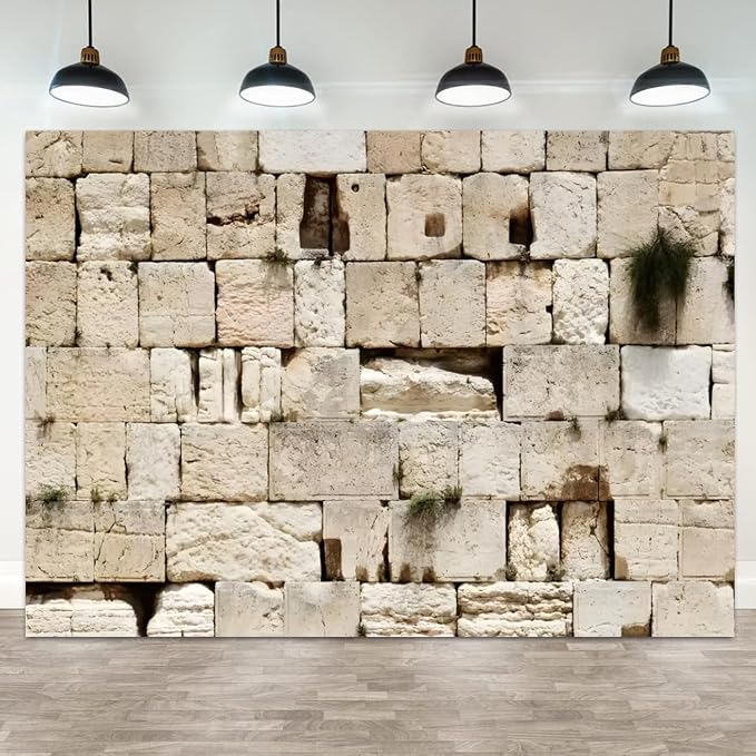 7x5ft Jerusalem Stone Wall Backdrop Jerusalem Backdrop for Sukkah Jewish New Year Rosh Hashanah Background Israel Western Wall Photo Booth Prop Succah Decor Religious Church Event Banner