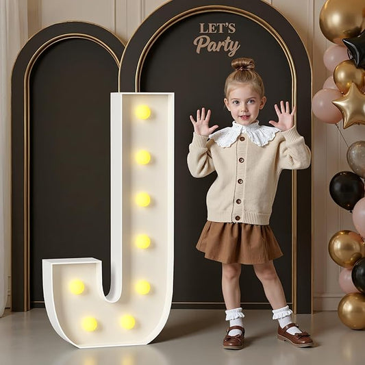 Marquee Letters 3 Feet Tall, 3FT Large Light up Letters J, Big Sign J with Warm White Light for Birthday Wedding Proposal Engagement Graduation Party Backdrop Decorations