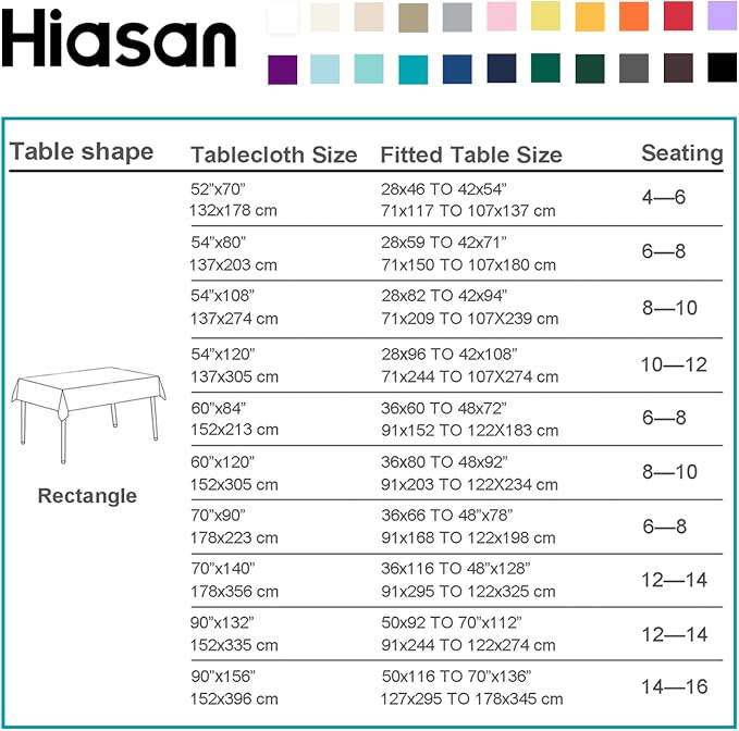 Hiasan Light Gray Rectangle Tablecloth - Waterproof Spillproof and Wrinkle Resistant Washable Polyester Table Cloth for Dining Party, 54 x 108 inch